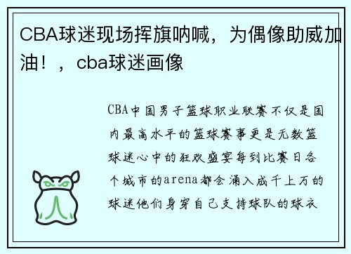 CBA球迷现场挥旗呐喊，为偶像助威加油！，cba球迷画像
