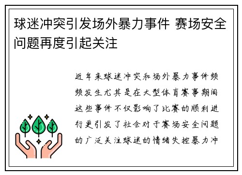 球迷冲突引发场外暴力事件 赛场安全问题再度引起关注